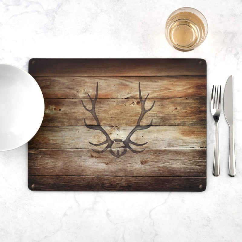 Pimpernel Lodge Collection Placemat Set â€“ (15.7" x 11.7") Cork-Backed Boards with Rustic Antler & Wood Artwork, Heat & Stain Resistant Lacquered Finish, Decorative Table Mats for Dining & Kitchen - Image 2